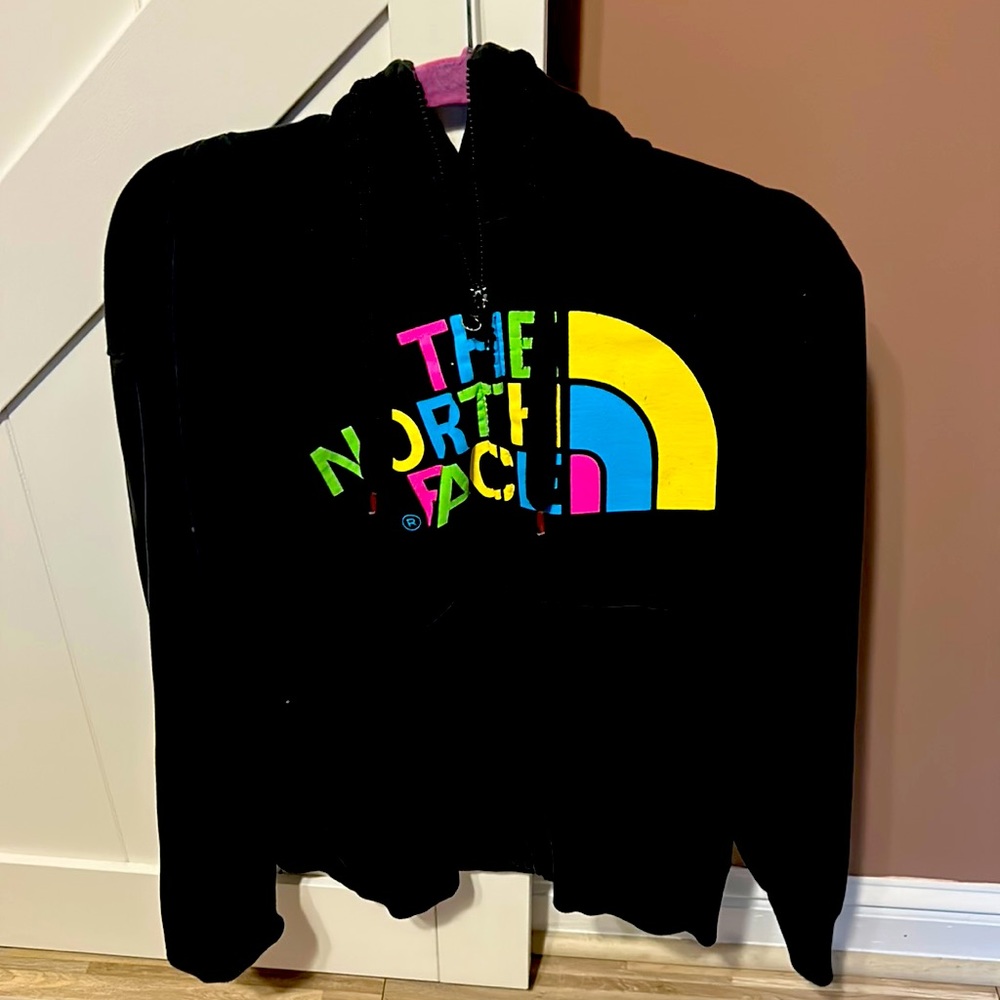 North face black/neon zip up hoodie